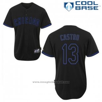 Maglia Baseball Uomo Chicago Cubs 13 Starlin Castro Nero Fashion Cool Base