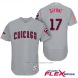 Maglia Baseball Uomo Chicago Cubs 2017 Stelle e Strisce Cubs 17 Kris Bryant Grigio Flex Base