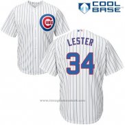 Maglia Baseball Uomo Chicago Cubs 34 Jon Lester Bianco Autentico Collection Cool Base