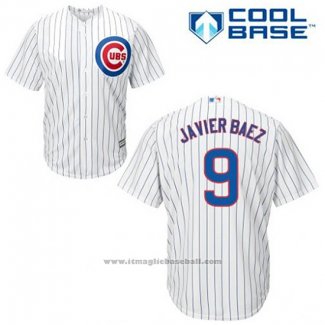 Maglia Baseball Uomo Chicago Cubs 9 Javier Baez Bianco Home Cool Base