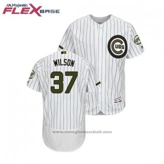 Maglia Baseball Uomo Chicago Cubs Justin Wilson 2018 Memorial Day Flex Base Bianco