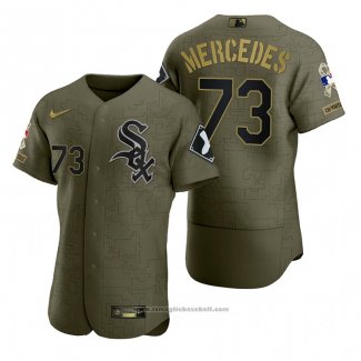 Maglia Baseball Uomo Chicago White Sox Yermin Mercedes Camouflage Digitale Verde 2021 Salute To Service