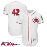 Maglia Baseball Uomo Cincinnati Reds 42 Jackie Robinson Bianco Flex Base