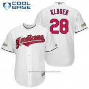 Maglia Baseball Uomo Cleveland Indians 2017 Postseason 28 Corey Kluber Bianco Cool Base