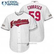 Maglia Baseball Uomo Cleveland Indians 2017 Postseason 59 Carlos Carrasco Bianco Cool Base