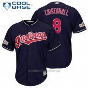 Maglia Baseball Uomo Cleveland Indians 2017 Postseason 8 Lonnie Chisenhall Blu Cool Base