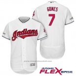 Maglia Baseball Uomo Cleveland Indians 2017 Postseason Yan Gomes Bianco Flex Base