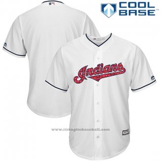 Maglia Baseball Uomo Cleveland Indians 2017 Stelle e Strisce Bianco Cool Base