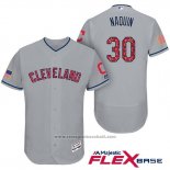 Maglia Baseball Uomo Cleveland Indians 2017 Stelle e Strisce Tyler Naquin Grigio Flex Base
