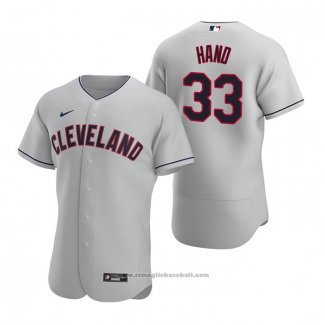 Maglia Baseball Uomo Cleveland Indians Brad Hand Autentico 2020 Road Grigio