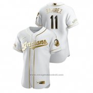 Maglia Baseball Uomo Cleveland Indians Jose Ramirez Golden Edition Autentico Bianco