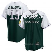 Maglia Baseball Uomo Colorado Rockies Charlie Blackmon City Connect Replica Bianco Verde