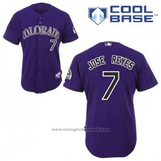 Maglia Baseball Uomo Colorado Rockies Jose Reyes 7 Viola Alternato Cool Base