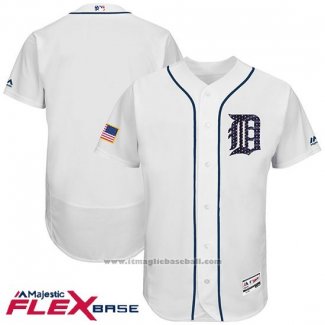 Maglia Baseball Uomo Detroit Tigers 2017 Stelle e Strisce Bianco Flex Base