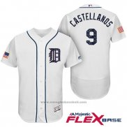 Maglia Baseball Uomo Detroit Tigers 2017 Stelle e Strisce Nick Castellanos Bianco Flex Base