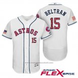 Maglia Baseball Uomo Houston Astros 2017 Stelle e Strisce Carlos Beltran Bianco Flex Base
