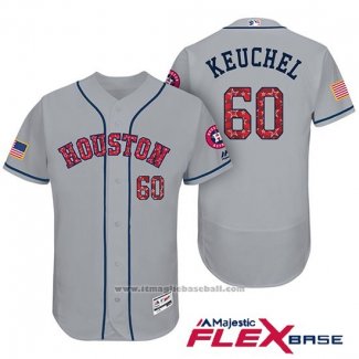 Maglia Baseball Uomo Houston Astros 2017 Stelle e Strisce Dallas Keuchel Grigio Flex Base