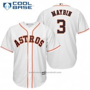 Maglia Baseball Uomo Houston Astros 3 Cameron Maybin Bianco Home Giocatore Cool Base