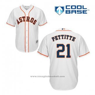 Maglia Baseball Uomo Houston Astros Andy Pettitte 21 Bianco Home Cool Base