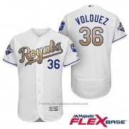 Maglia Baseball Uomo Kansas City Royals Campeones 36 Edinson Volquez Flex Base Or