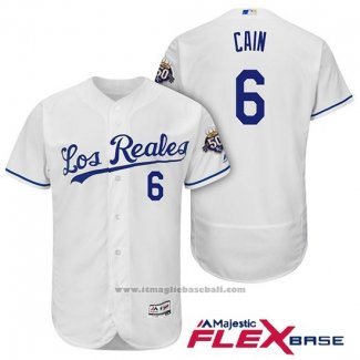 Maglia Baseball Uomo Kansas City Royals Lorenzo Cain Bianco Flex Base