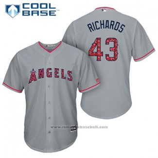 Maglia Baseball Uomo Los Angeles Angels 2017 Stelle e Strisce Garrett Richards Grigio Cool Base