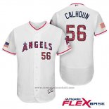 Maglia Baseball Uomo Los Angeles Angels 2017 Stelle e Strisce Kole Calhoun Bianco Flex Base