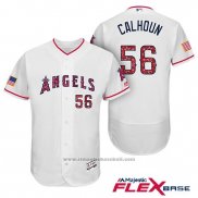Maglia Baseball Uomo Los Angeles Angels 2017 Stelle e Strisce Kole Calhoun Bianco Flex Base
