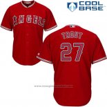 Maglia Baseball Uomo Los Angeles Angels 27 Mike Trout Rosso Cool Base