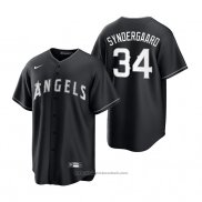 Maglia Baseball Uomo Los Angeles Angels Noah Syndergaard Bianco Replica Nero