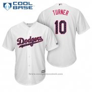 Maglia Baseball Uomo Los Angeles Dodgers 2017 Stelle e Strisce Justin Turner Bianco Cool Base
