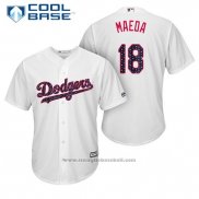 Maglia Baseball Uomo Los Angeles Dodgers 2017 Stelle e Strisce Kenta Maeda Bianco Cool Base