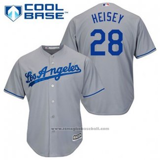 Maglia Baseball Uomo Los Angeles Dodgers Chris Heisey 28 Grigio Cool Base