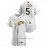 Maglia Baseball Uomo Los Angeles Dodgers Corey Seager Golden Edition Autentico Bianco