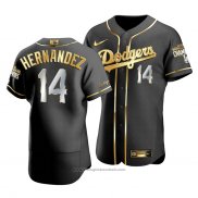 Maglia Baseball Uomo Los Angeles Dodgers Enrique Hernandez Black 2020 World Series Champions Golden Limited Autentico