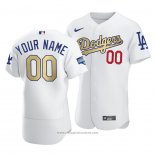 Maglia Baseball Uomo Los Angeles Dodgers Personalizzate 2021 Gold Program Patch Autentico Bianco