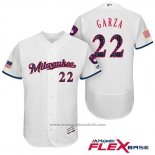 Maglia Baseball Uomo Milwaukee Brewers 2017 Stelle e Strisce Matt Garza Bianco Flex Base