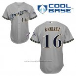 Maglia Baseball Uomo Milwaukee Brewers Aramis Ramirez 16 Grigio Cool Base