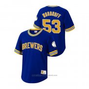 Maglia Baseball Uomo Milwaukee Brewers Brandon Woodruff Cooperstown Collection Blu