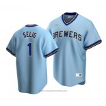Maglia Baseball Uomo Milwaukee Brewers Bud Selig Cooperstown Collection Road Blu