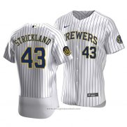 Maglia Baseball Uomo Milwaukee Brewers Hunter Strickland Autentico Home Bianco