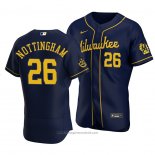 Maglia Baseball Uomo Milwaukee Brewers Jacob Nottingham Autentico Alternato Blu