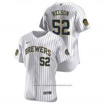 Maglia Baseball Uomo Milwaukee Brewers Jimmy Nelson Autentico 2020 Home Bianco