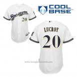 Maglia Baseball Uomo Milwaukee Brewers Jonathan Lucroy 20 Bianco Home Cool Base