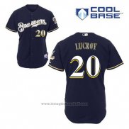 Maglia Baseball Uomo Milwaukee Brewers Jonathan Lucroy 20 Blu Alternato Cool Base