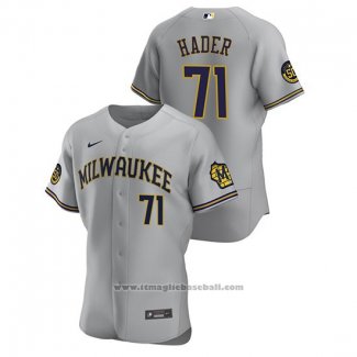 Maglia Baseball Uomo Milwaukee Brewers Josh Hader Autentico 2020 Road Grigio