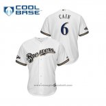 Maglia Baseball Uomo Milwaukee Brewers Lorenzo Cain 2019 Postseason Cool Base Bianco