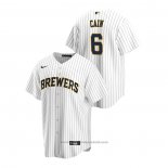 Maglia Baseball Uomo Milwaukee Brewers Lorenzo Cain Replica Alternato Bianco