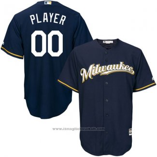 Maglia Baseball Uomo Milwaukee Brewers Personalizzate Blu