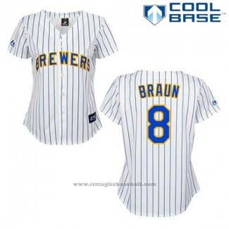 Maglia Baseball Uomo Milwaukee Brewers Ryan Braun 8 Bianco Cool Base